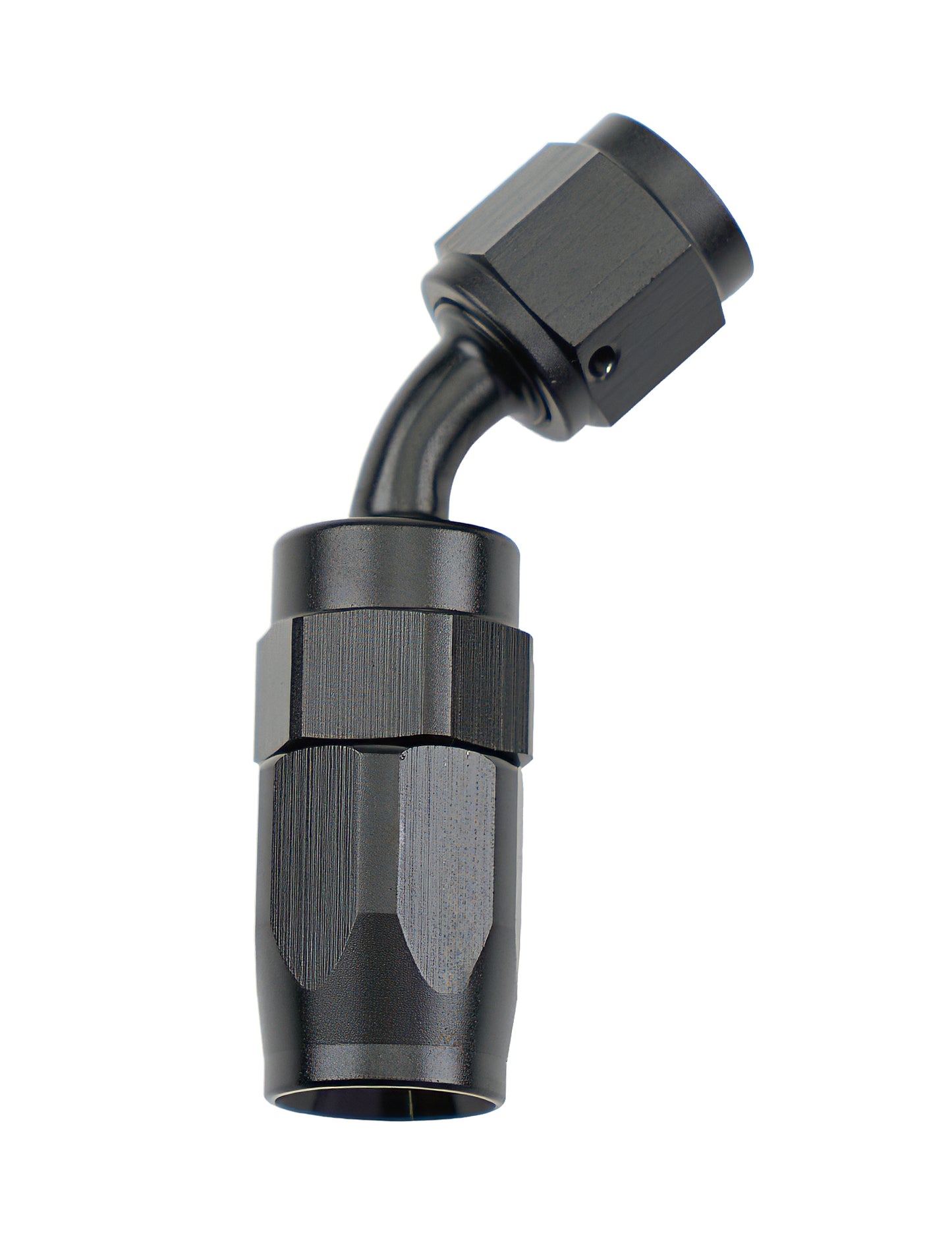 Reusable Hose End Black 45 Deg Elbow -4